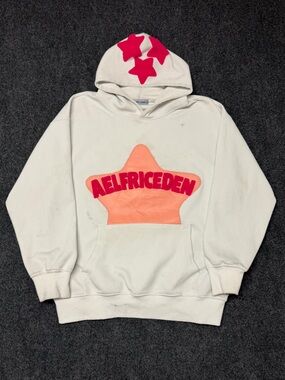 Aelfric Eden White Pink Puff Print Hoodie Streetwear L